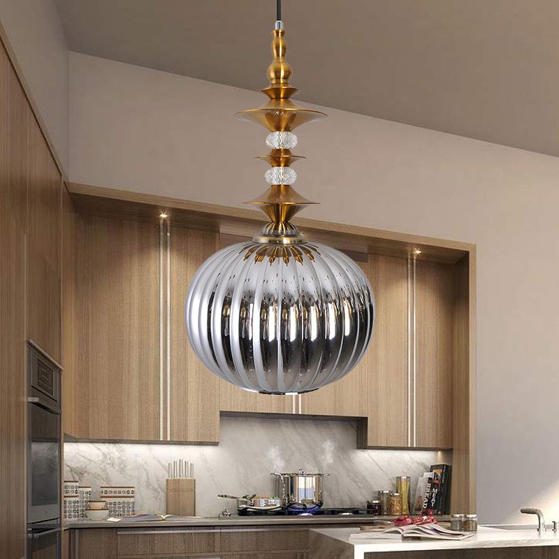 Globe Copper/Chrome/Gold Glass Ceiling Lamp Modernism 1 Head Hanging Lamp Kit for Dining Room