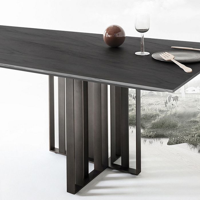 Industrial Style Furniture Double Pedestal Pine Solid Wood Dining Site Table
