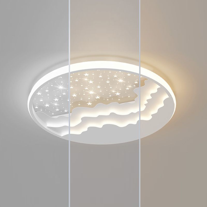 Round Flush Mount Light Modern LED Ceiling Light Fixture with Metal Shade for Bedroom
