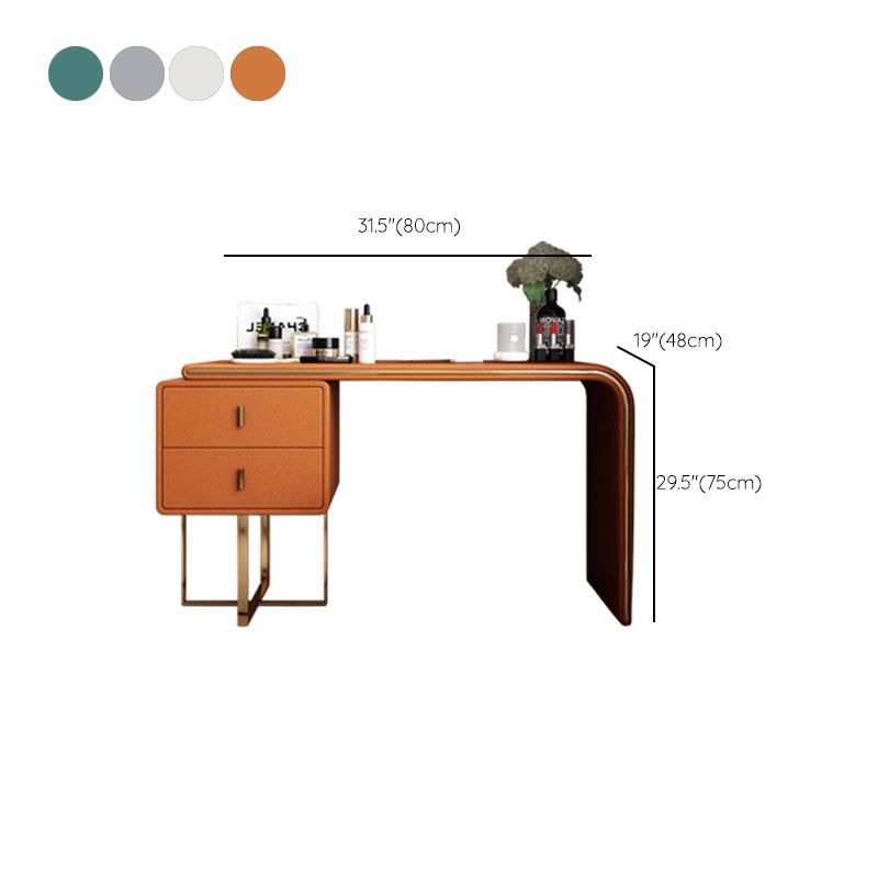 Faux Leather Make-up Vanity Wood Vanity Dressing Table with 2 Storage Drawers