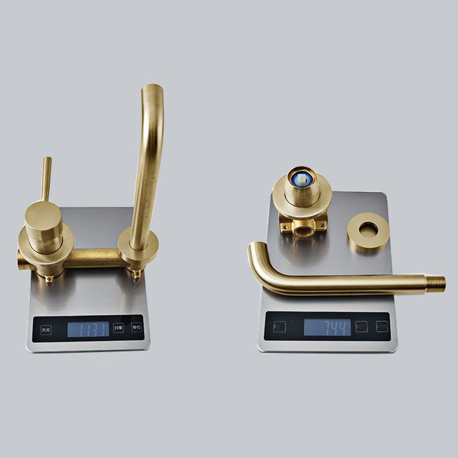 Wall Mounted Metal Tub Filler Low Arc Tubular Bathroom Faucet