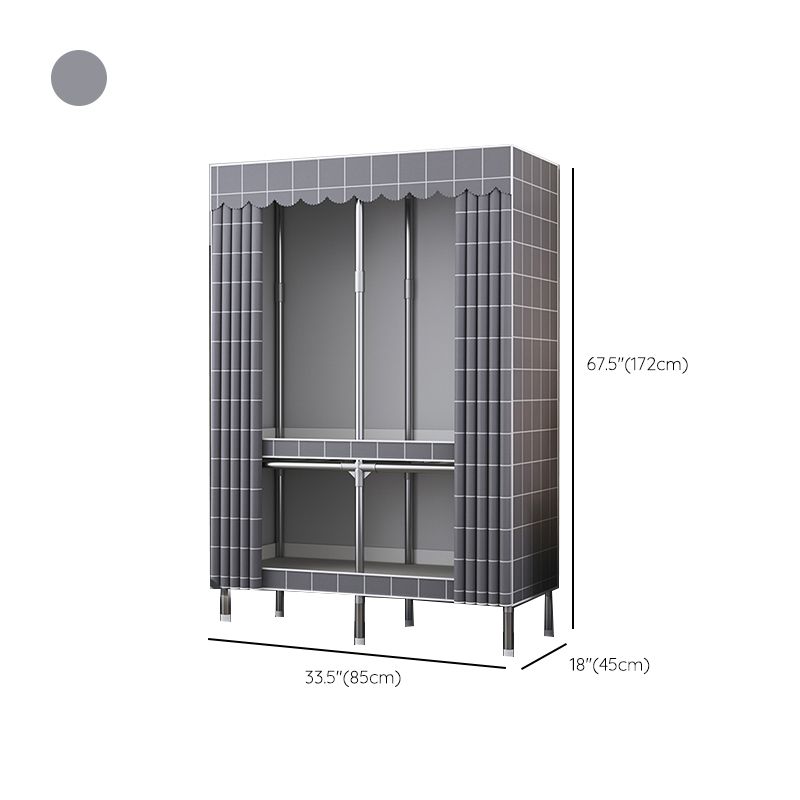 Contemporary Style Metal Wardrobe 2-Shelves Wardrobe Closet for Bedroom