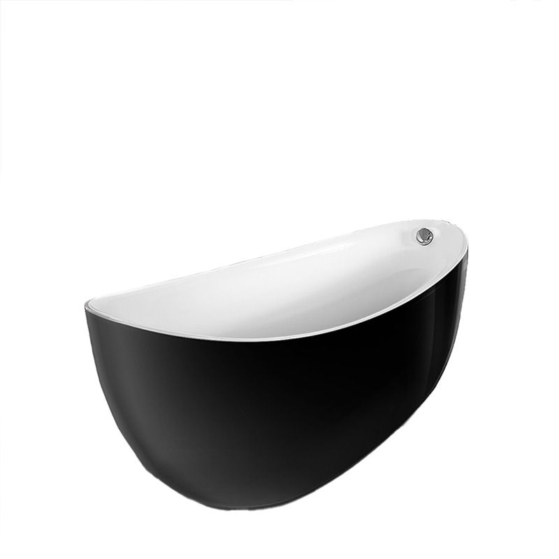 Modern White Ellipse Acrylic Bathtub Freestand Soaking Bathtub with Drain Bath Tub