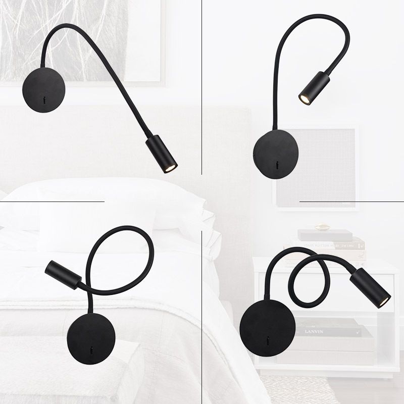 Modern Style Metal Wall Light Round 4" Wide Reading Wall Sconce for Bedroom