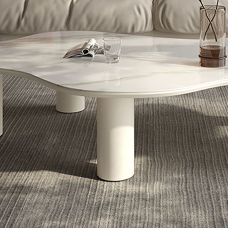Marble White Single Coffee Table Modern Free-Form Coffee Table