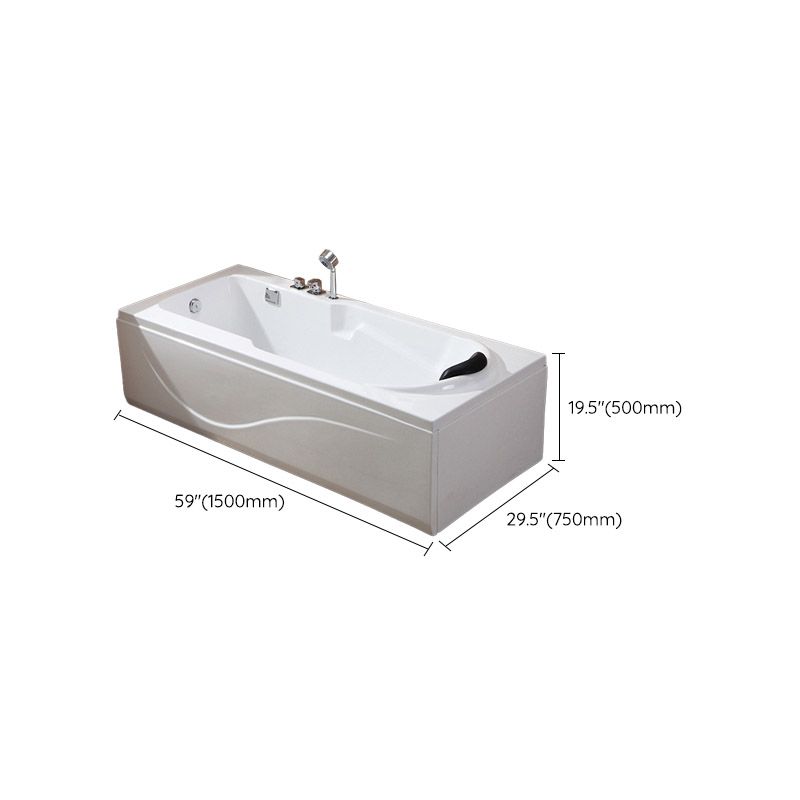 Modern White Acrylic Bathtub Rectangle Freestand Soaking Bathtub with Drain Bath Tub