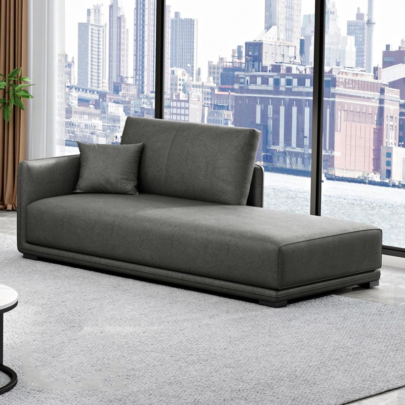 Nordic Living Room Chaise Rolled Arms Upholstered Chaise Lounge with Wooden Base