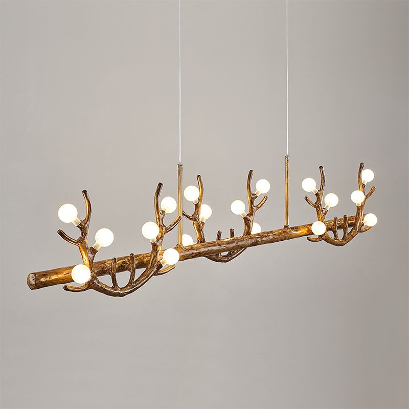 Industrial Multi Head Kitchen Island Fixture Resin and Glass Ceiling Pendant Lighting