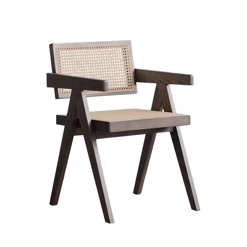 Solid Wood Arm Chair Open Back Dining Arm Chair for Living Room