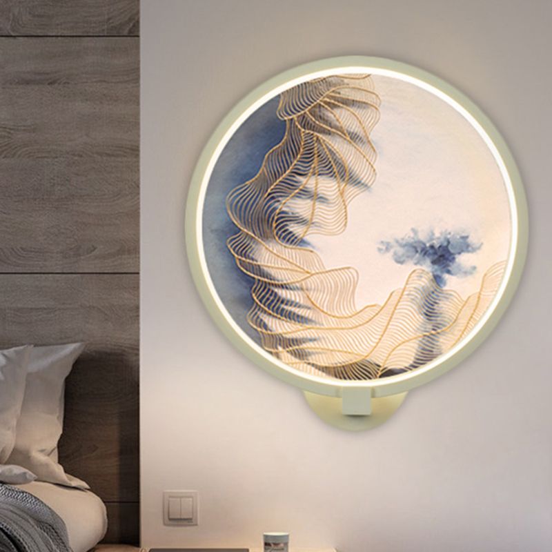 Rounded Acrylic Mountain Wall Lighting Chinese LED White Wall Mural Lamp for Living Room