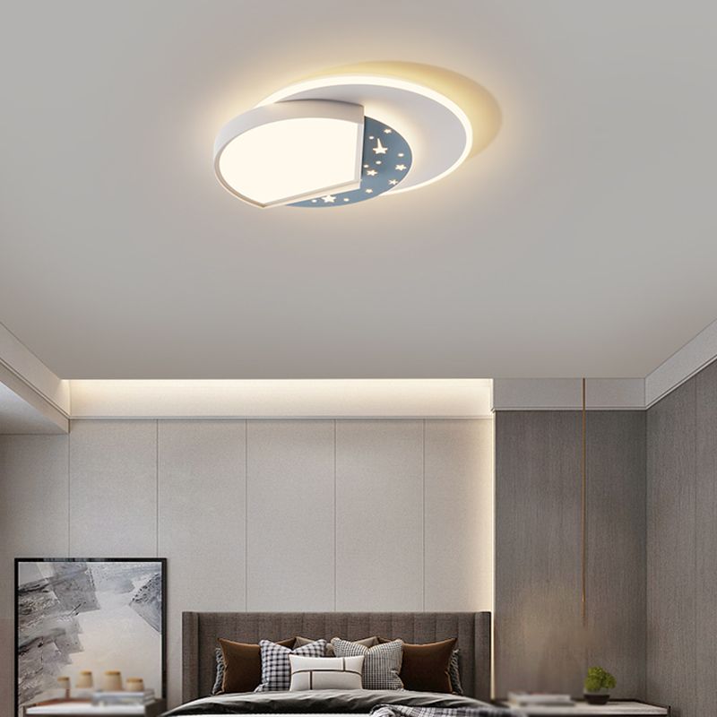 Modern Metal Flush Mount Geometric Shape Ceiling Lamp with Acrylic Shade for Living Room
