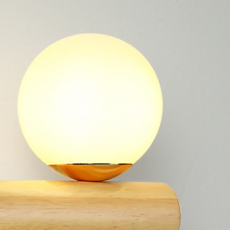 White Glass Wall Light Contemporary Flush Mount Wood Lighting for Room