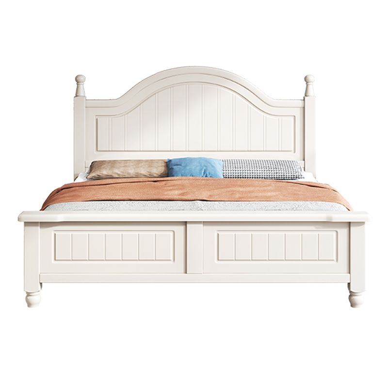 Contemporary Wood Arched Standard Bed, White Panel Headboard Bed