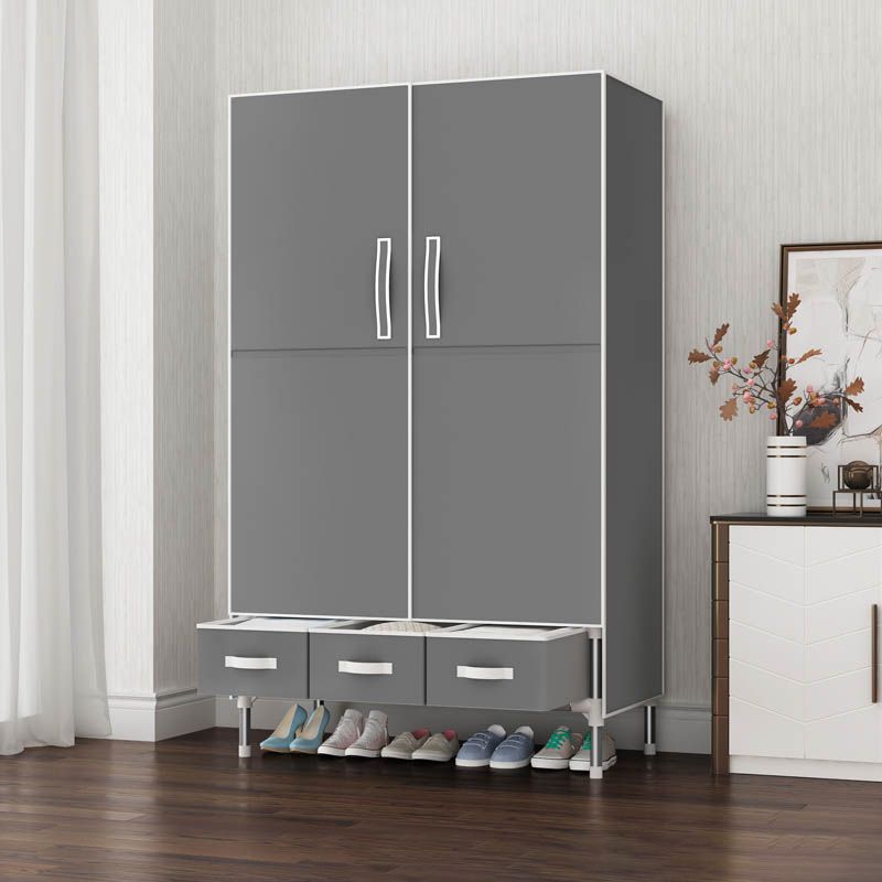 Hinged Wardrobe Cabinet Steel Wardrobe Armoire with Garment Rod