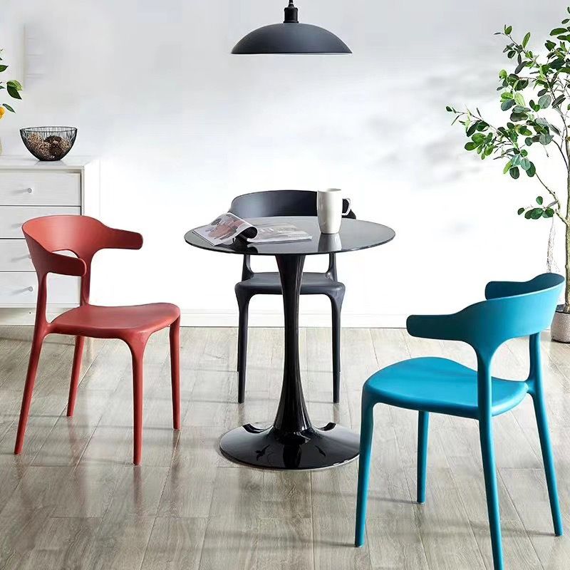 Modern Indoor-Outdoor Chair Open Back Plastic Dining Side Chair