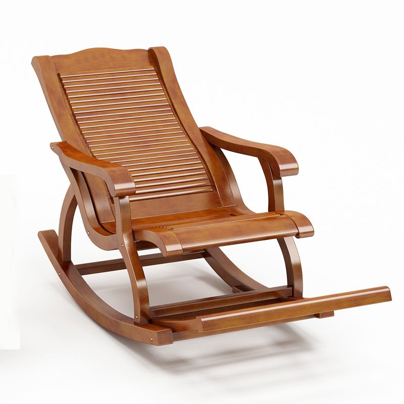 Traditional Rocking Chair Rubber Wood Trapezoidal Back Solid Color Indoor Rocking Chair
