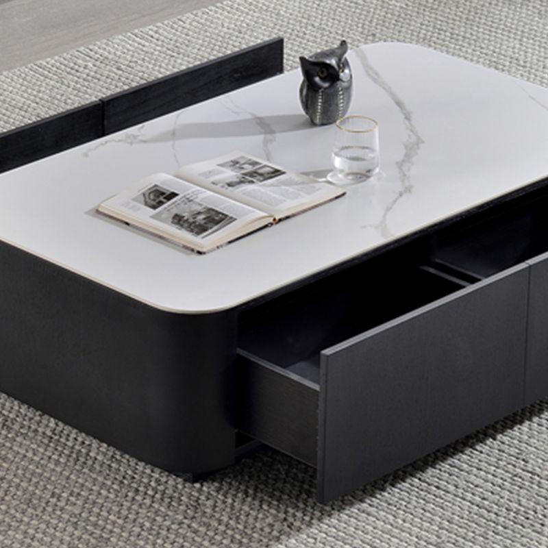 Square Square Block Base Design Slate Plate Table Plate with Drawer Coffee Table