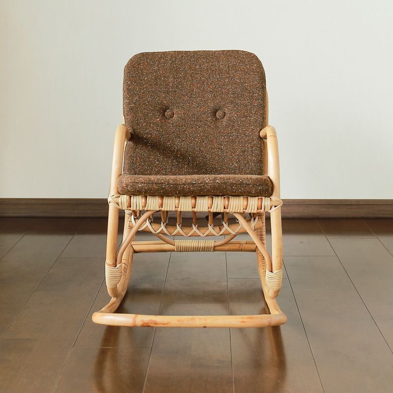 Modern Rocking Chair Wicker Removable Cushions Button-Tufted Rocker