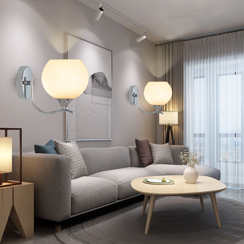 Modern Chrome Vanity Lighting Glass Shade Wall Light Fixture for Bathroom