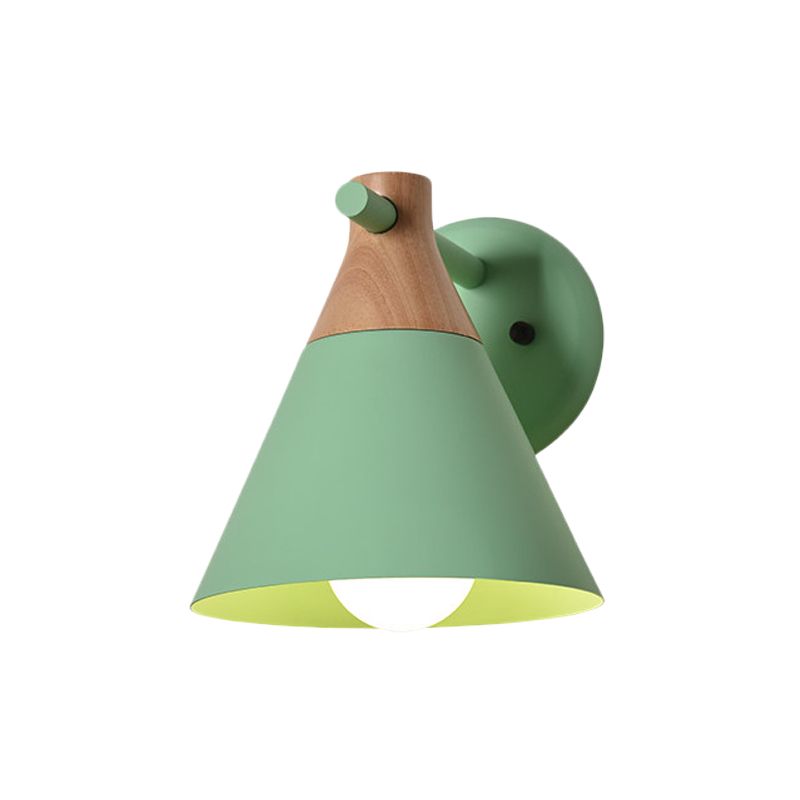 Macaron -stijl ondertint wandlicht Conische schaduw 1 kop metalen wandlamp voor keukengang