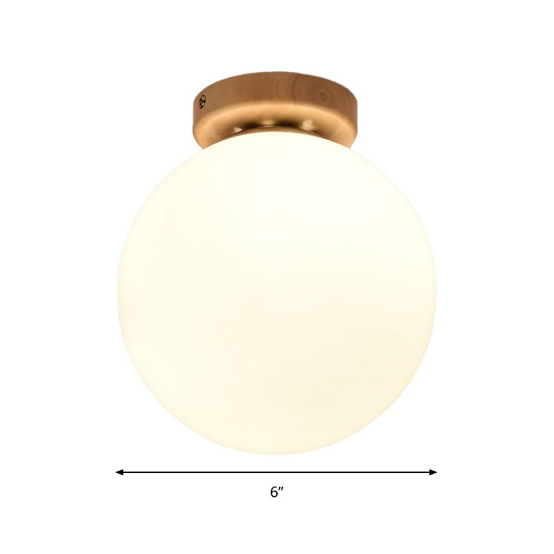 Plafonnier Globe contemporain à 1 tête en verre dépoli, blanc, pour salle de bain