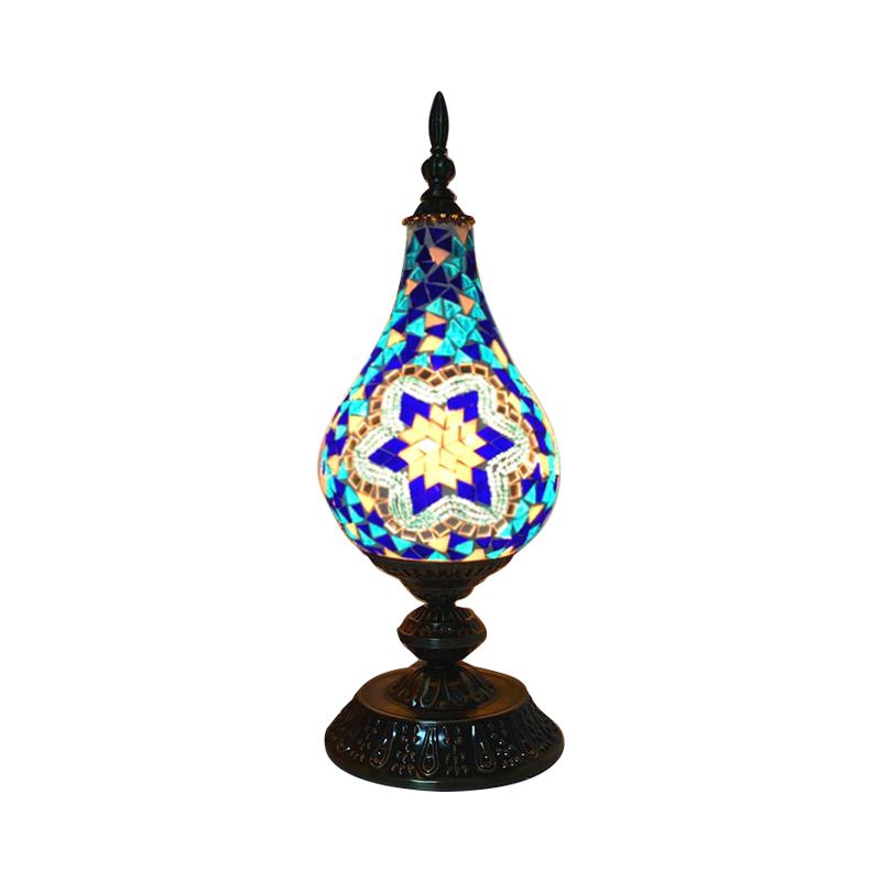 Lampe de Table LED en verre fabriquée à la main, Vintage, blanc/rouge/jaune, lampe de chevet en forme de larme pour chambre à coucher