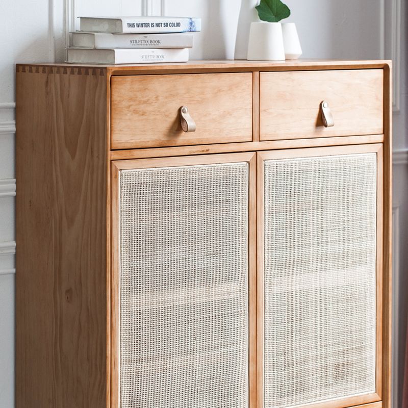Contemporary Cabinet Rectangle Pine 2 Doors Pendant Pulls Accent Cabinet