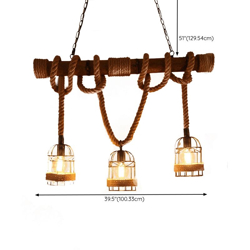 Rope Island Pendant Industrial Style Island Light Fixtures for Living Room