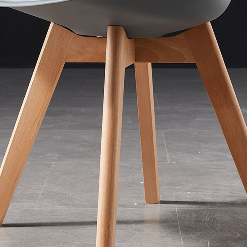 Contemporary Wood Dining Room Chairs Faux Leather Dining Armless Chairs for Home Use