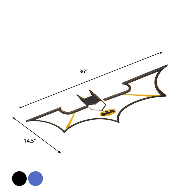 Black/Blue Batman Flush Light Fixture Kids LED Acrylic Flush Mount Lamp for Boys Room