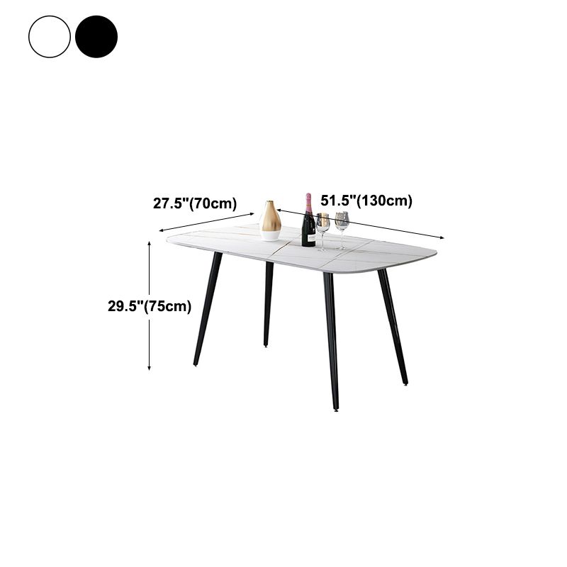Rectangle Stone Dining Table Modern Dining Table with 4 Black Legs