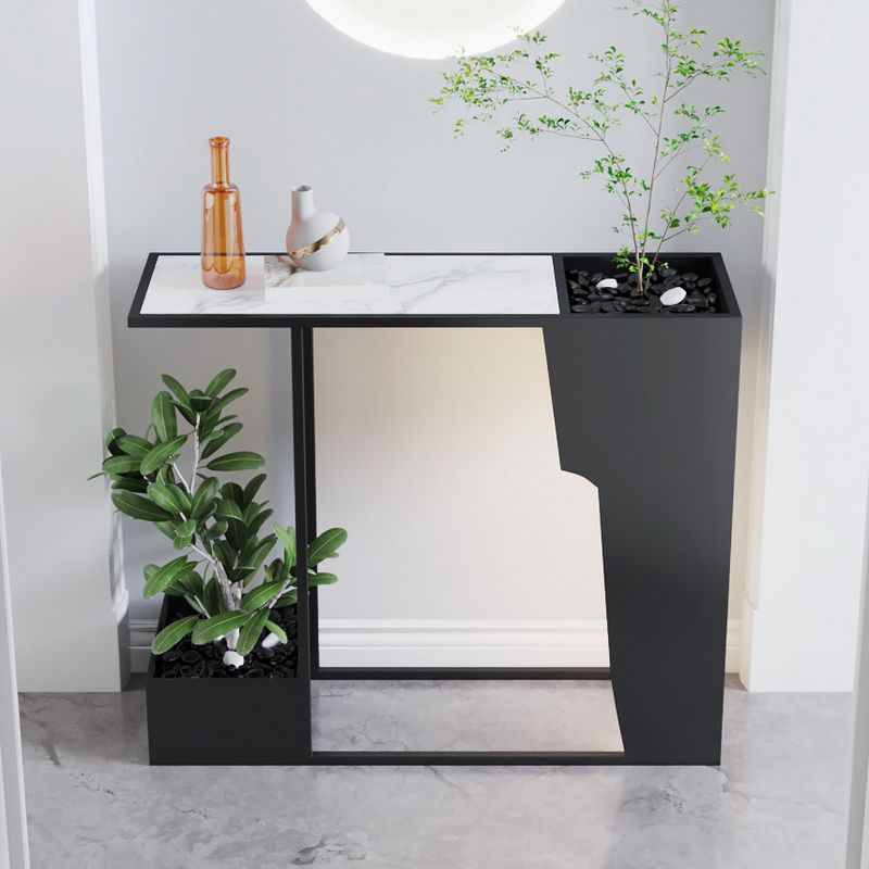 Contemporary Rectangle Console Table Black Console Sofa Table for Hall