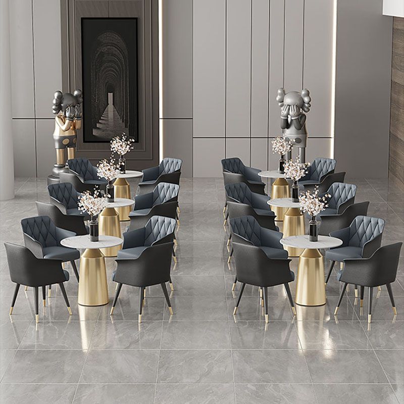 Glam Metal Dining Arm Chair Upholstered Side Chair for Home Use