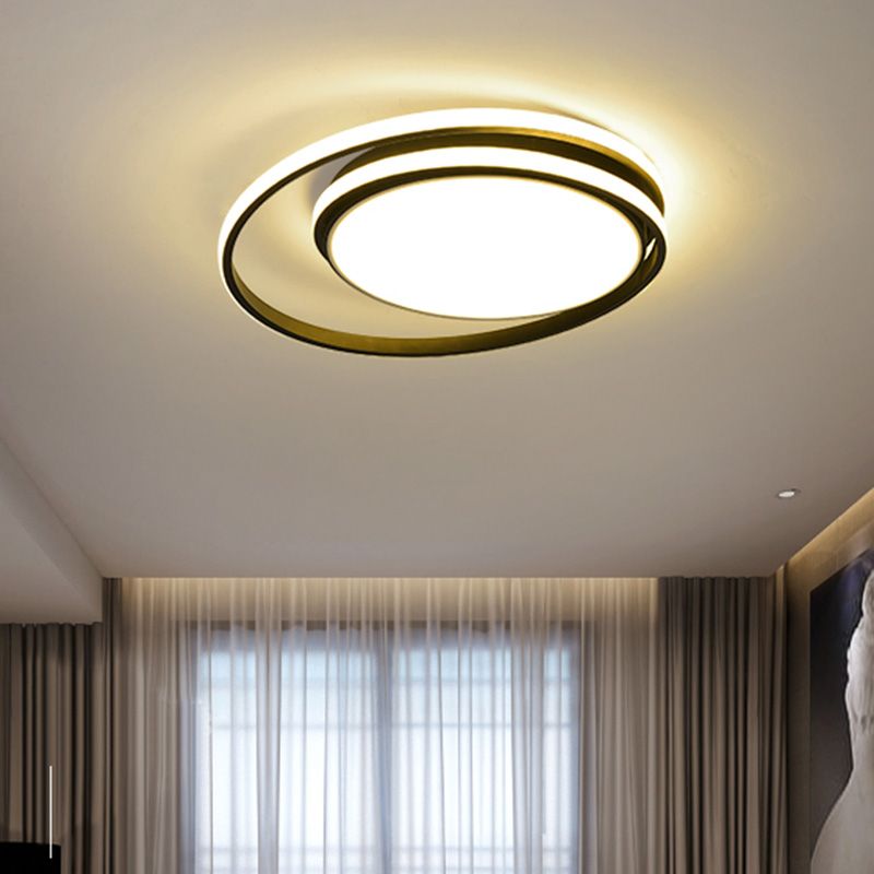 Lampada da soffitto a LED a forma di cerchi che si intersecano Apparecchio di illuminazione per camera da letto per soggiorno in acrilico con semplicità moderna