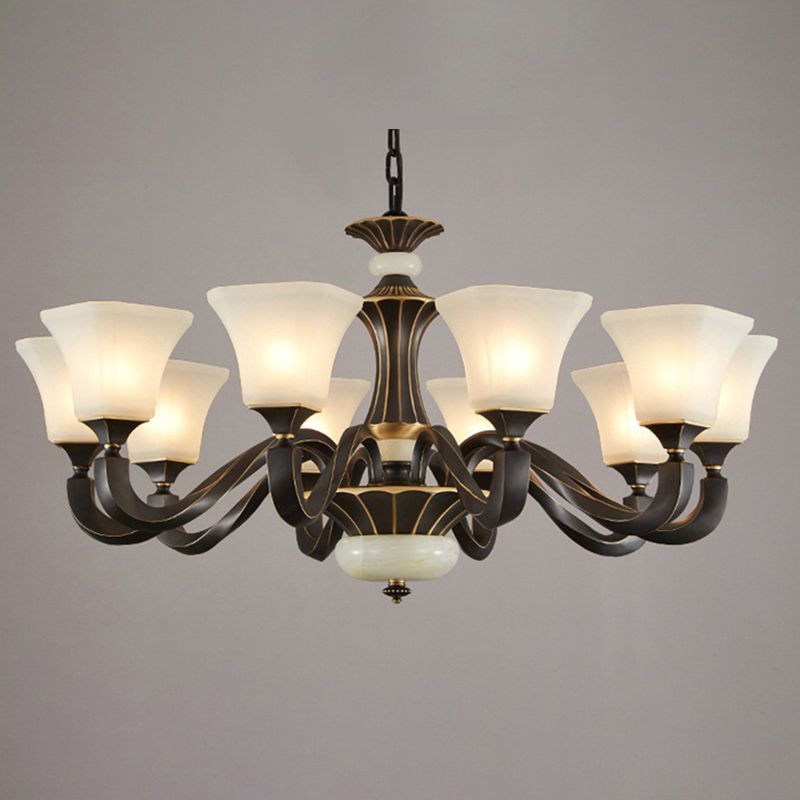 Bell Glass Chandelier Hanging Light Fixture Antique Living Room Chandelier Light Fixtures