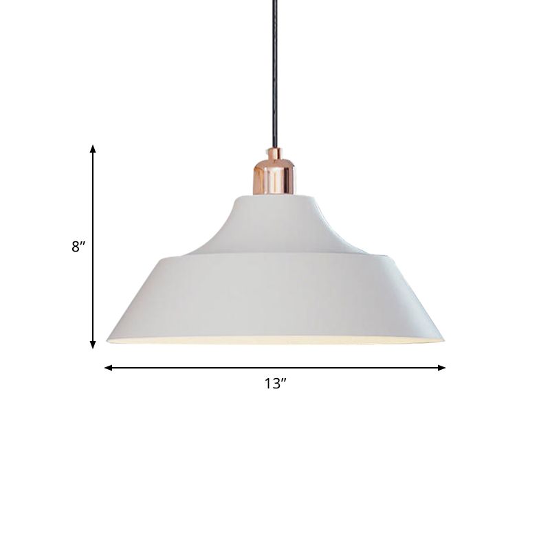 1-Head Dining Room Drop Light Modern Matte White Finish Pendulum Lamp with Barn Iron Shade