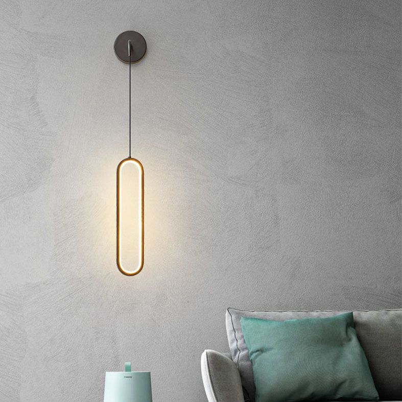 Oval Wall Mount Light Fixture Simplicity Style Metal LED Bedroom Wall Light Sconce