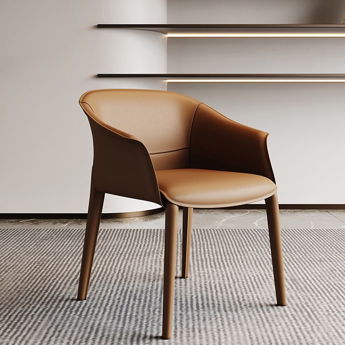 Modern Upholstered Guest Chair Faux Leather Dining Arm Chair