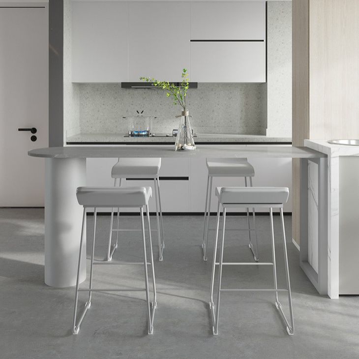 Marble Modern Double pedestal Patio Bar Table Indoor Bistro Bar Height Cocktail Table