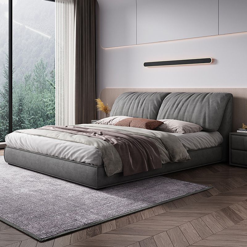 Glam Solid Wood Mattress Included Rectangular Panel Upholstered Headboard Bed