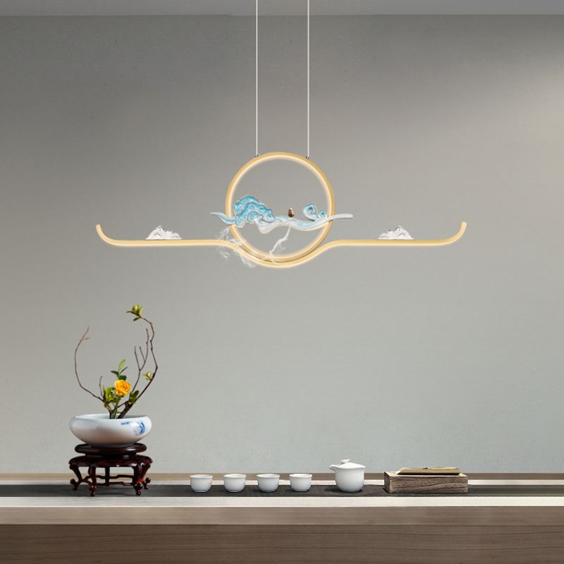 Luces de la isla de forma lineal Luces de estilo contemporáneo 2 accesorios de iluminación colgante de luz