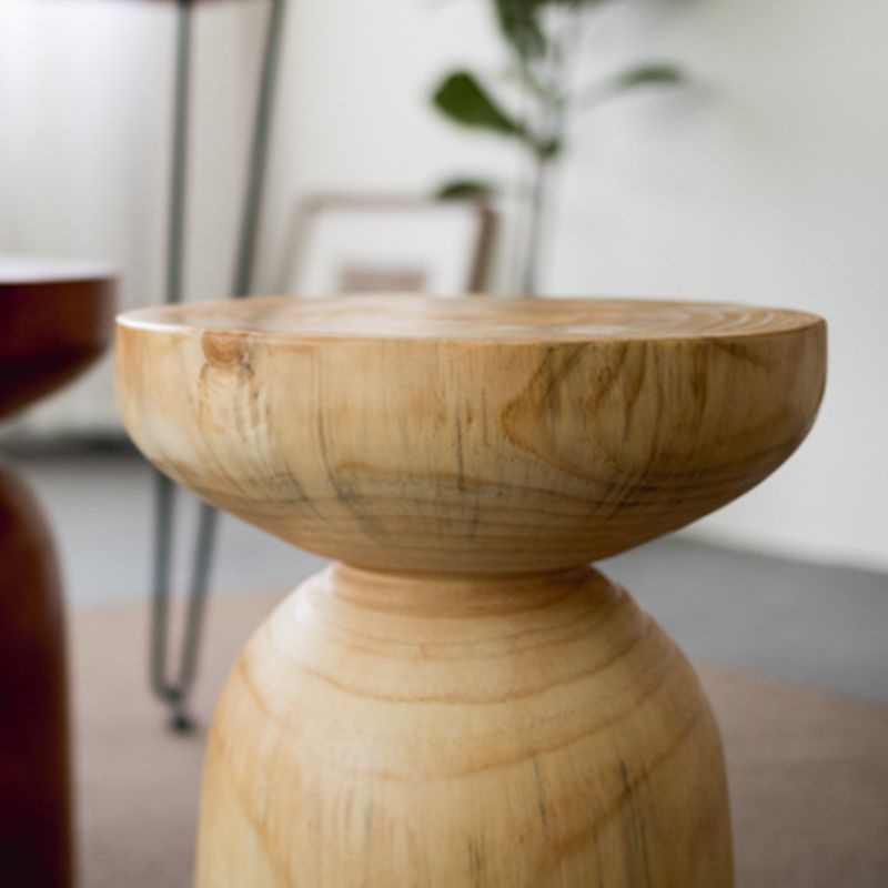 Scandinavian Round Wood Top Side Table 17.71" Tall Pedestal End Table