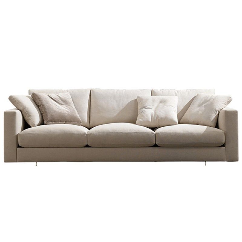 Modern Style with Pillow Back Imitation Leather/cotton and Linen Upholstered Beige Sofa
