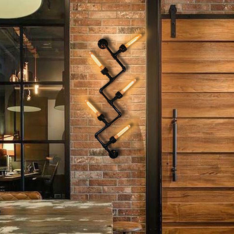 Illuminazione a parete in metallo multiple industriale pipa da acqua sfumatura lampada montata a parete