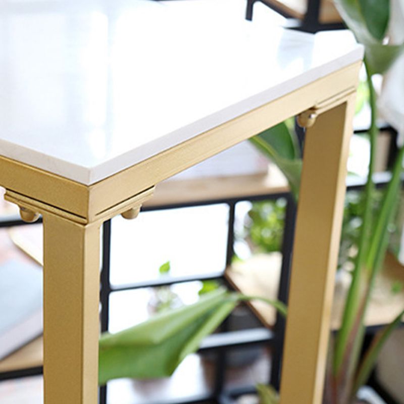 Glam Pub Height Dining Table Stone and White Bar Table for Living Room