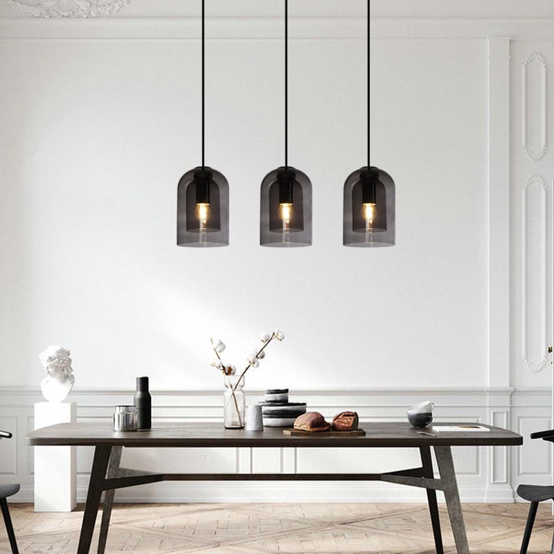 1 éclairage pendentif à cylindre léger moderne simplicité en verre pendant plafond pour restaurant