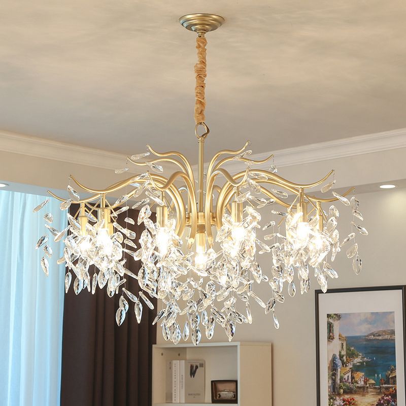 Branches Shaped French Style Crystal Pendant Light Multi-lights Dining Room Lighting Fixture with 17.7" Suspension Chain