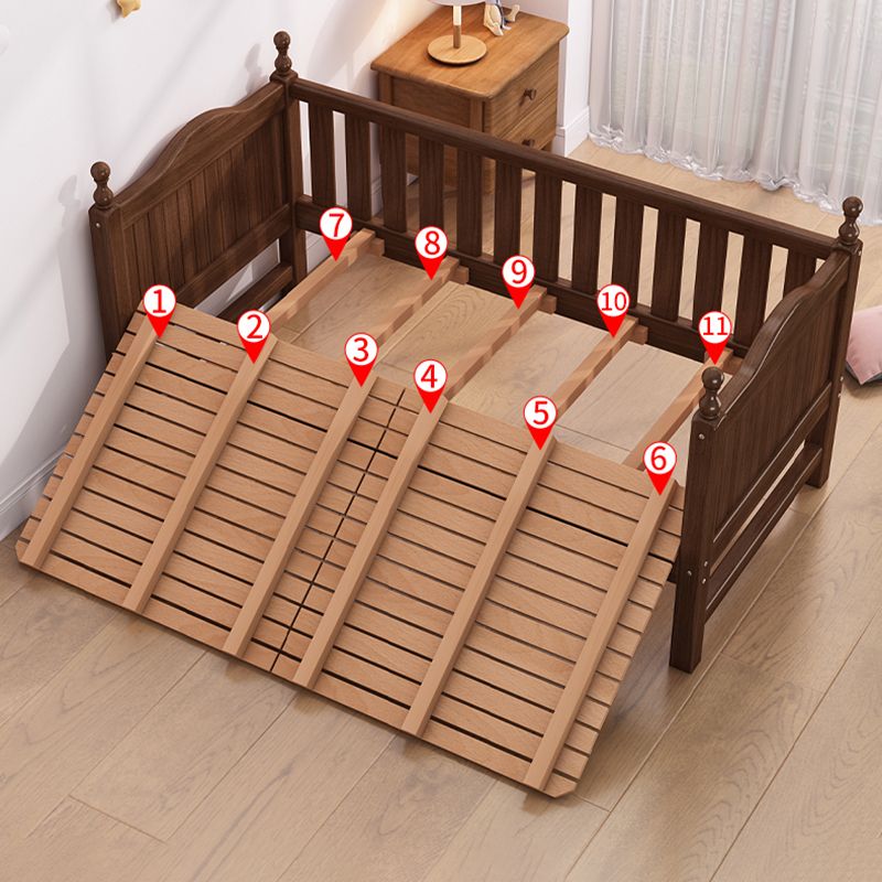 Solid Wood Baby Crib Traditional Beech Nursery Bed with Guardrails