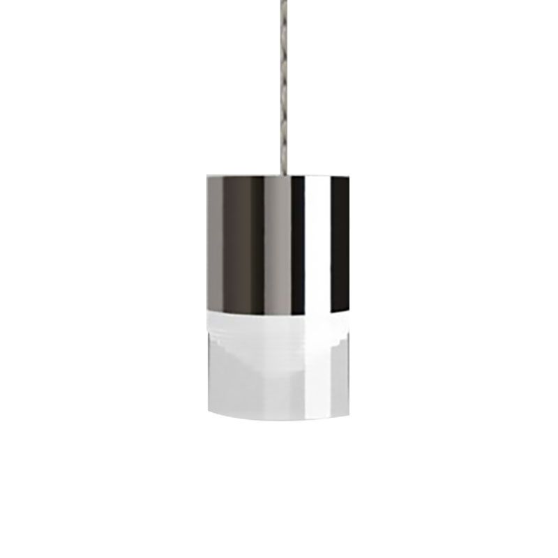 Lámpara colgante de cilindro de luz triple de metal simple y vidrio cromado Luz de cromo para barra