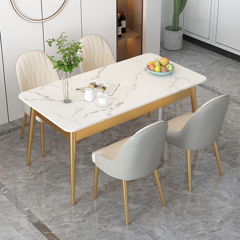 Modern Dinning Table White Top Stone Rectangle Dining Table for Kitchen